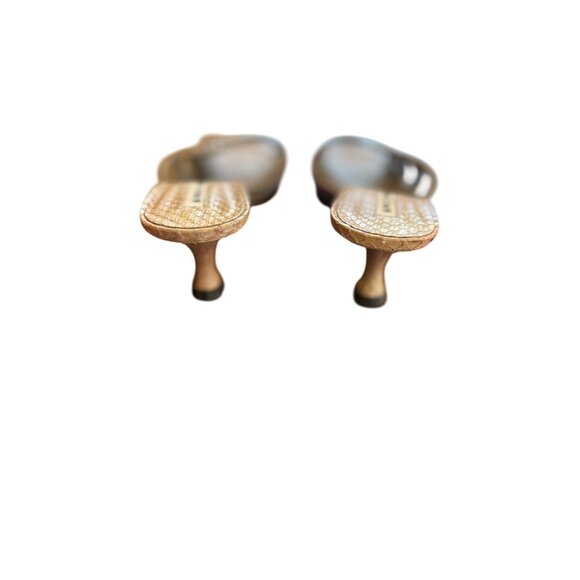 Manolo Blahnik Snakeprint  Bronze Kitten Heel Mules Size 5 - Picture 2 of 6